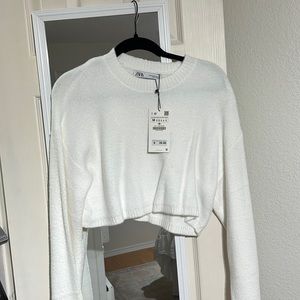 ZARA Cropped White Sweater